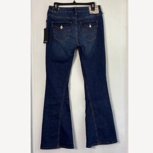 True Religion NWT Joey Mid Rise Flap Flare Jeans Size 28 Dark Wash Y2K Style Den